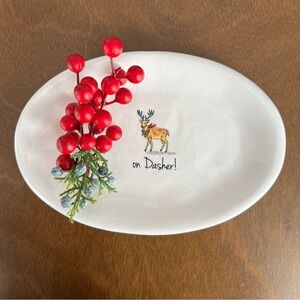 Magenta on Dasher Oval Christmas Plate Dish Tray